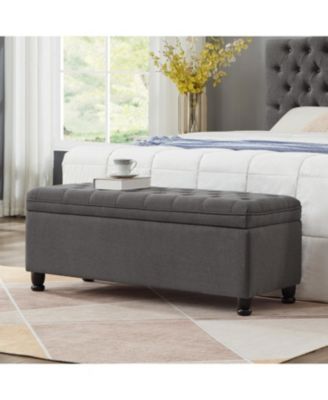 Linen Storage with Wooden Legs Bed Bench