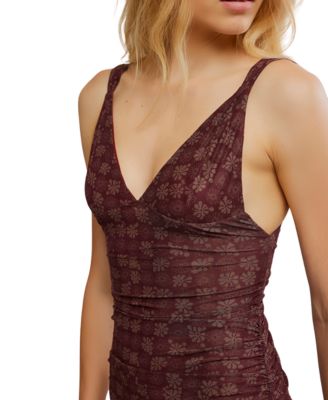 Women's Long Live Printed Mesh Sleeveless Dress