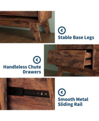 6 Dresser for Bedroom, Wide Dresser, Freestanding Horizontal Drawer with Storage, Wooden Closet Chest Storage for Living Room