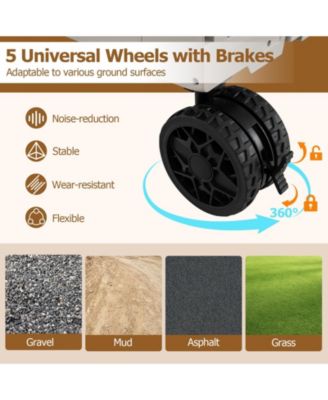 Large Foldable Utility Cart with 2-Tier Storage Crates and Telescoping Handle