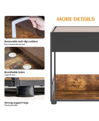 2-Level Pet Window Perch with Steps and Storage Drawer, Washable Cushion, Vintage Wood Finish