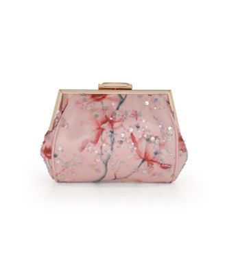 Woman's Flora Floral Embroidered and Sequin Signature Pouch Clutch