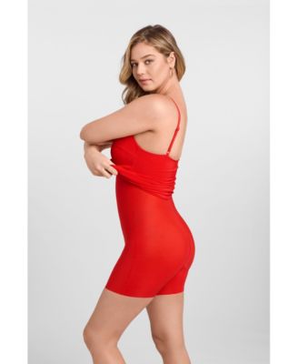 Women's Sculpting Shapewear Shirred Waist V-Neck Mini Dress