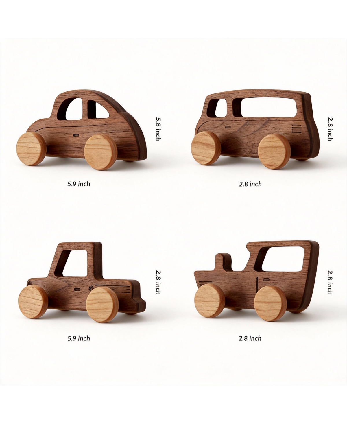 Yigii Walnut Wood Car-Shaped Coat Hooks for Kids