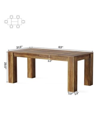Dining Table for 4 to 6, Rectangular Kitchen Dinner Table, Wooden Eating Table