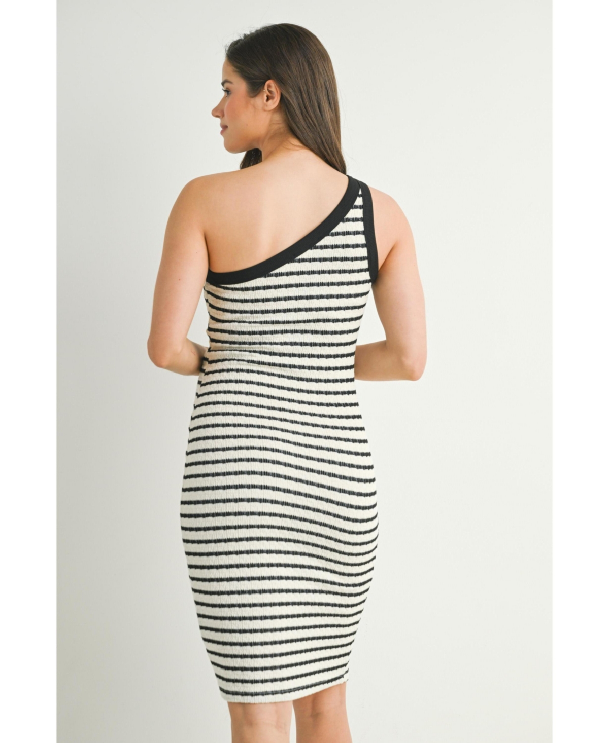 Hello Miz Maternity One-Shoulder Striped Bodycon Dress
