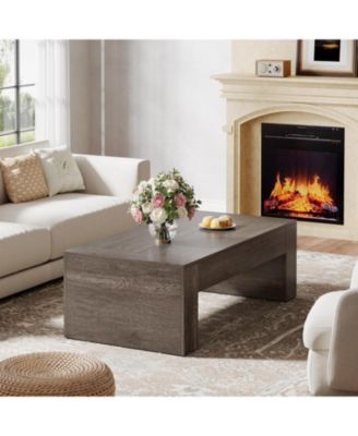 51-Inch Rectangular Coffee Table for Living Room, Farmhouse Accent Center Cocktail Tea Table with Sturdy Base, Vintage Tea Furniture