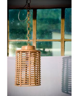 Rectangular Jaali Rattan Lamp Shade, Handmade Cane Hanging Light, 7 x 7 x 14.5 Inches