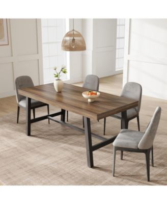 Kitchen Table Industrial Dining Table for 4-6 People  Long Wooden Kitchen Table