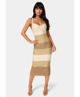 Women's Colorblock Bandage Midi Dress
