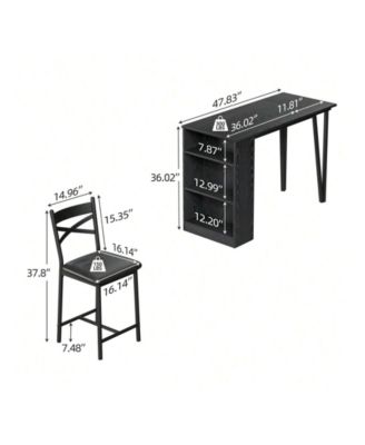 Kitchen Table 3Piece  Wooden Counter Height Dining Table Set for Dining Room, Home Office, Living Room