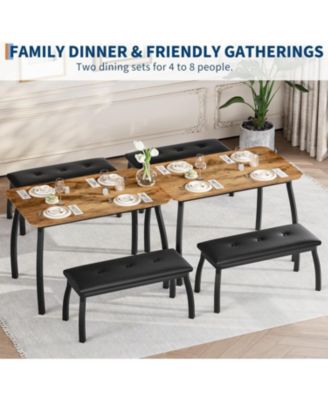 Kitchen Table 3 Piece Dining Table Set for 4 for Dining Room, Home Office, Living Room