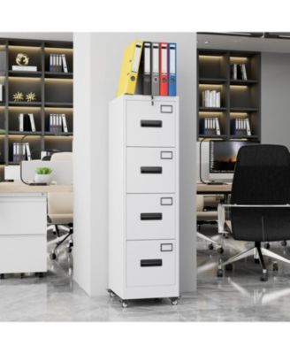 Heavy Duty Steel File Cabinet with 4 Lockable Drawers – Vertical Organizer for A4/Letter/Legal Documents – Independent Locks