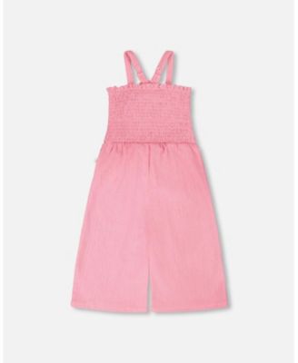 Big Girls Crinkle Jersey Jumpsuit with Smocking