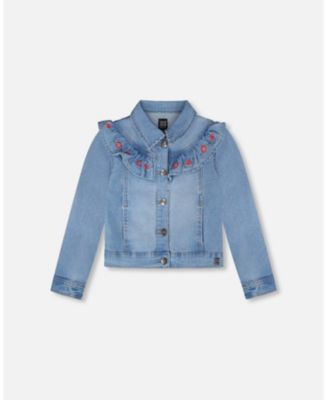 Girl Light Blue Denim Jacket with Embroidery - Toddler|Child