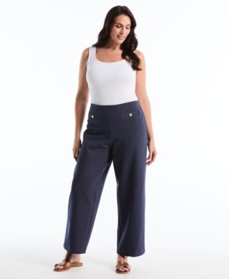 Plus Size Indigo Denim Wide-Leg Pants