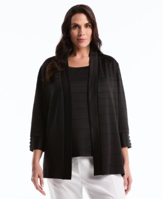 Plus Size Ottoman Open Front Knit Cardigan Sweater