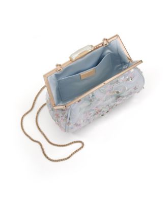 Woman's Iris Floral Embroidered and Sequin Signature Pouch Clutch
