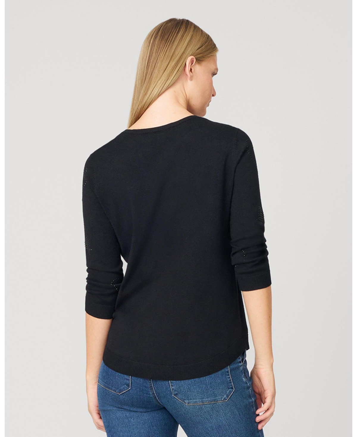 Cable & Gauge Women's Textured Heart Bow Knit Top