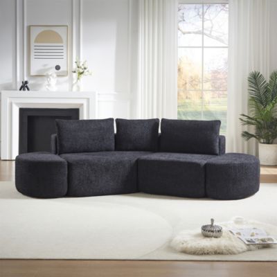 106.3-inch V-Shape Modular Sectional Sofa with Throw Pillows