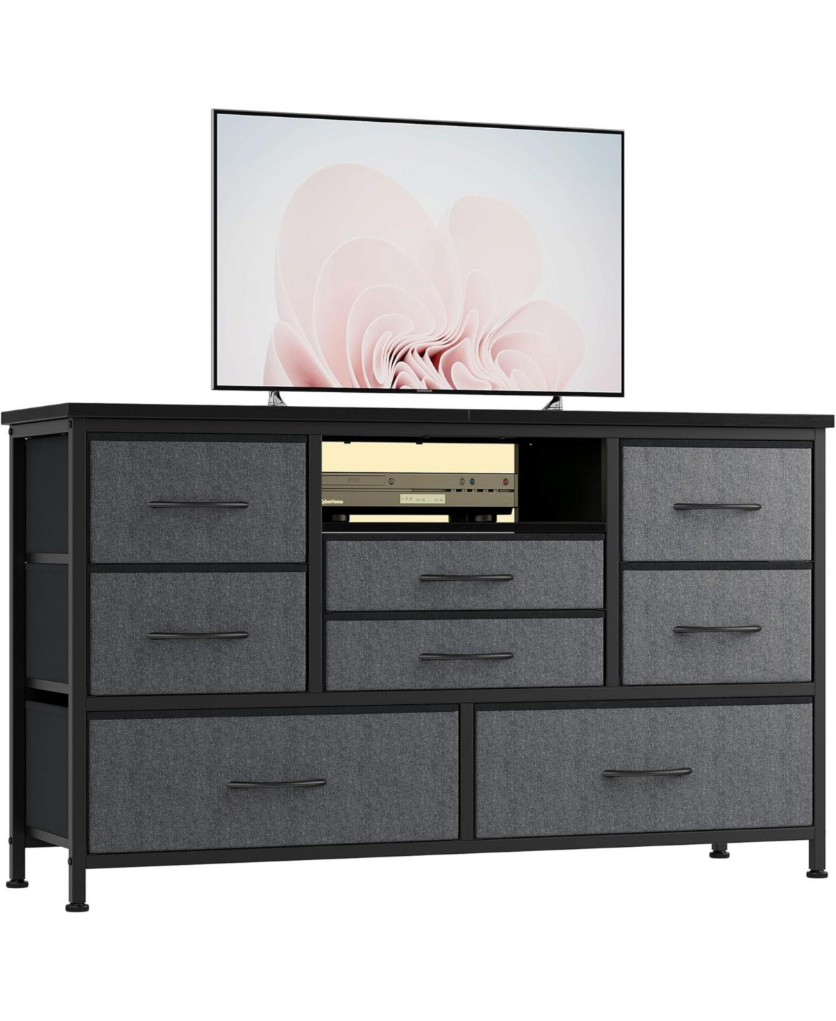gaomon Dresser Tv Stand with Power Outlet & Led for 55'' Tv, Long Dresser 8 Deep Drawers Chests of Drawers, Wide Console Table
