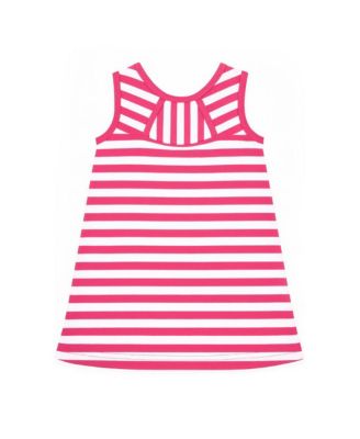 Little Girls Stripe Knit Dress With Flower