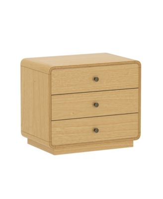 Liora 28" Rubberwood 3-Drawer Nightstand