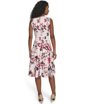 Women's Printed Crewneck Midi Dress