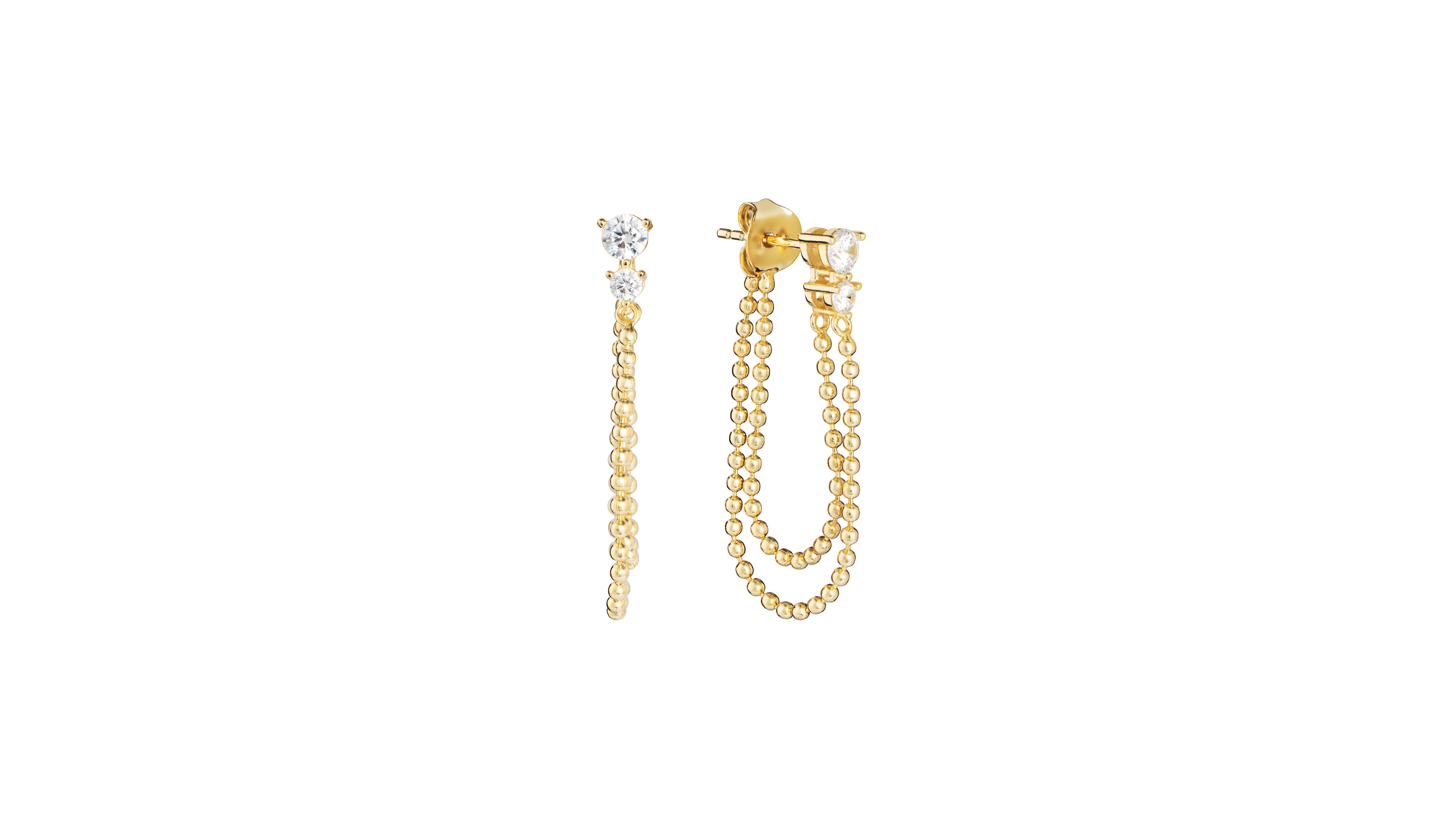 Macy's Cubic Zirconia 14k Gold Over Sterling Silver Bead Chain Earrings