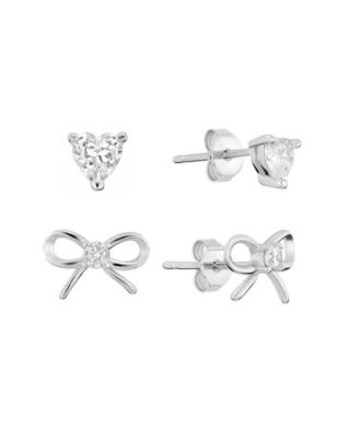 2-Pc. Cubic Zirconia Bow 14k Gold Over Sterling Silver Stud Earring Set