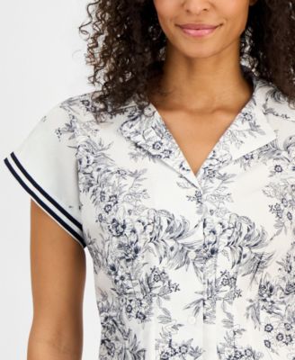 Women's Cotton Toile Button-Front Blouse