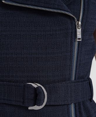 Petite Hopsack Moto Sleeveless Dress