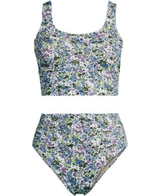 Women's Tugless Midkini Top and High Waisted Bottom Swimsuit Set