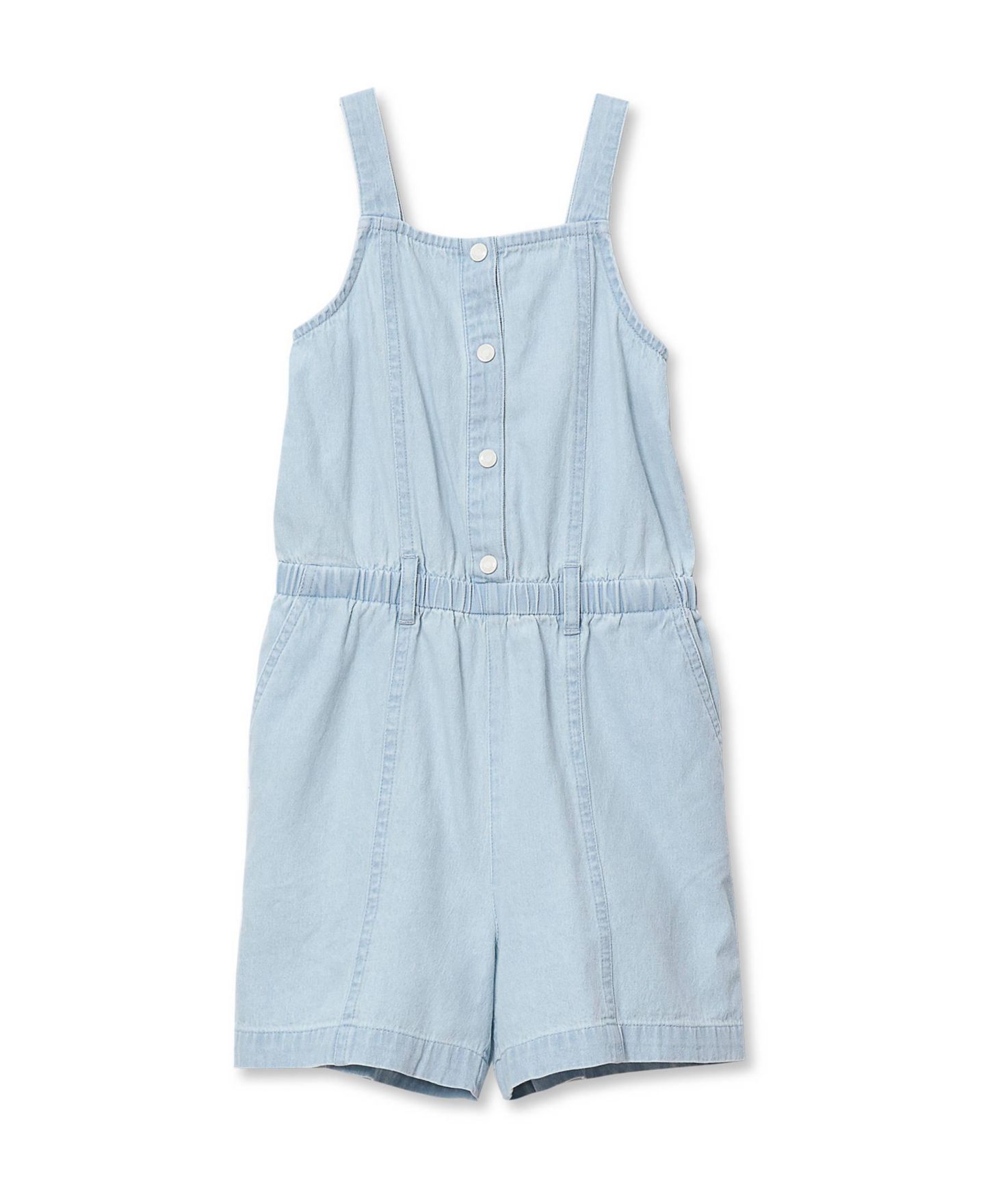 Платье Lands' End Lightweight Denim Romper Dress для девочек, цвет: Светлый синий — фото 1