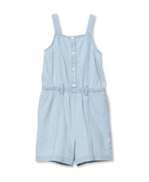 Платье Lands' End Lightweight Denim Romper Dress для девочек, цвет: Светлый синий