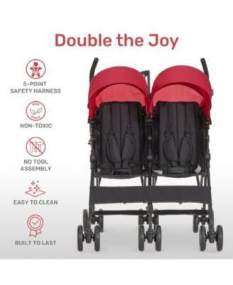 Baby Twin Venture Umbrella Stroller, Multi Backrest Positions, Adjustable & Removable Canopy Double Stroller, 360°Swivel Wheels with Locks