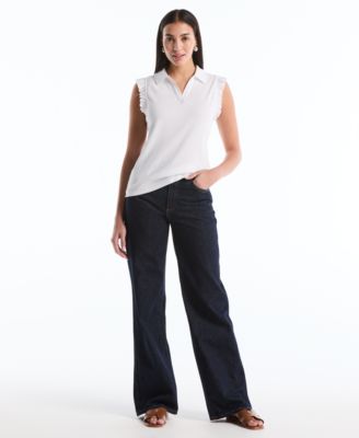 Petite Ruffle Sleeveless Polo Shirt