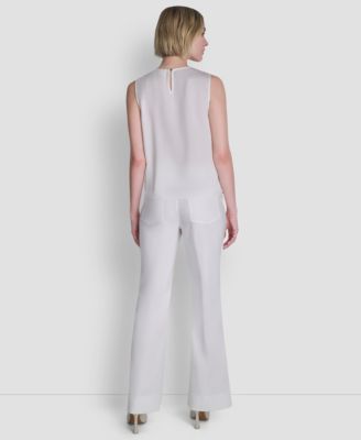 Women's Woven Sleeveless Crew Neck Top