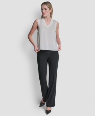 Women's Mixed Media V-Neck Sweater