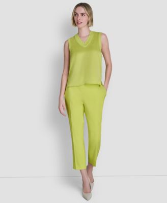 Women's Mixed Media V-Neck Sleeveless Sweater