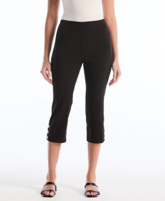 Petite Button Detail Capri Pants