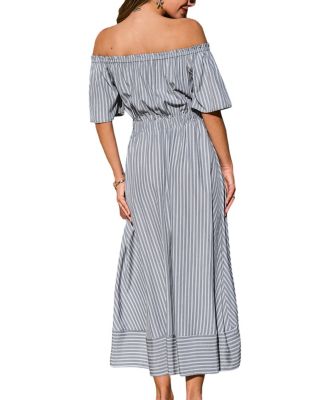 Women's Off-the-Shoulder Tie-Front Asymmetric Midi Dress