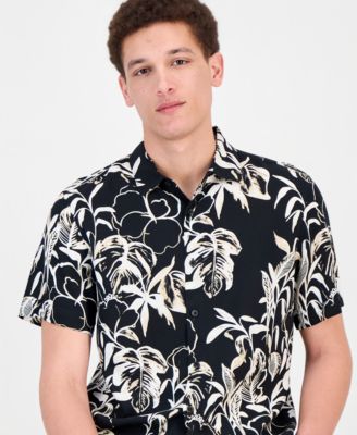 Men's Abstract Watercolor Print Short-Sleeve Shirt