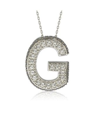 Suzy Levian Sterling Silver Sapphire 3-D Letter "G" Initial Pendant