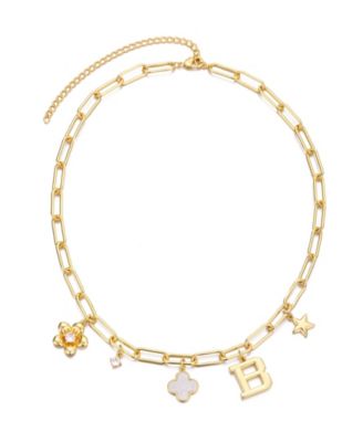 Gold Initial Chunky Charm Necklace