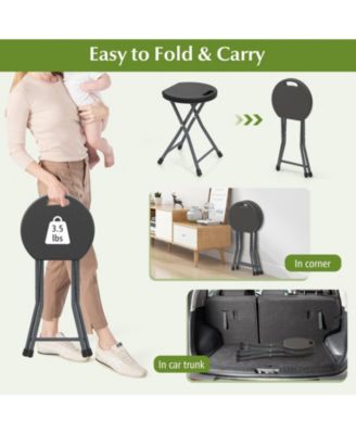 Folding Stool with Built-In Handle for Adults, Portable Seat