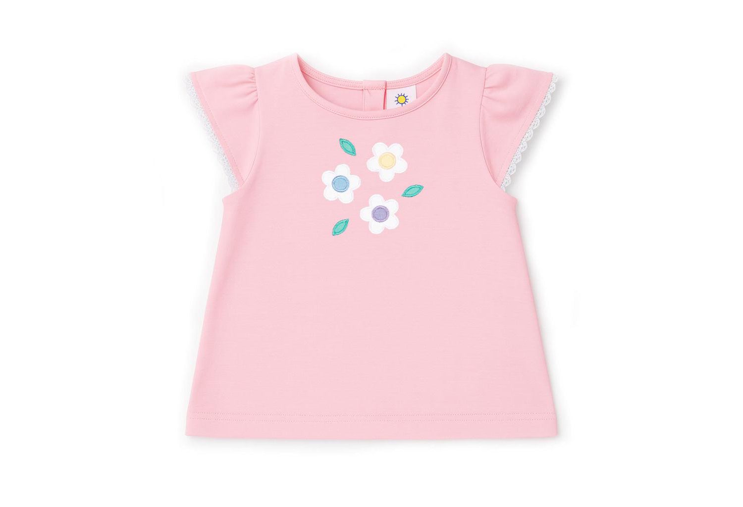 Little Girls Knit Top With Flowers