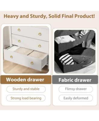 29" Tall 3 Drawer Bedroom Dresser with Clothes Storage Cabinet & Drawer Organizer Chest