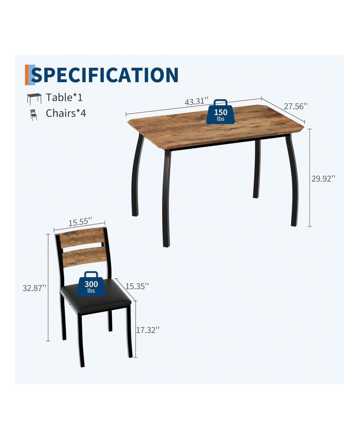 gaomon Kitchen Table Dining Table Set For 4 5 Piece Metal Frame Kitchen Table And Chair Set for Dining Room