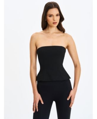 Women's Quinette Peplum Top with Beaded Asymmetrical Cape